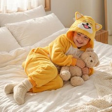 말랑마쥬 자체제작 스마일시바견 어린이 극세사 동물 수면잠옷