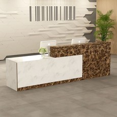 카운터 계산대 리셉션 캐셔 접수대 옷가게 병원 학원, 커피 화이트 돌 질감 왼쪽 140x60x100cm