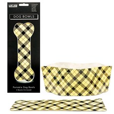 MODGY 접이식 강아지 사료 그릇 접시 재사용 가능 플라스틱 여행용 사이즈 휴대용 용기 캠핑 하이킹 자동차 도로 여행 필수품 귀여운 패턴 강아지 강아지 2개, Weenie 디자인, 2개 팩