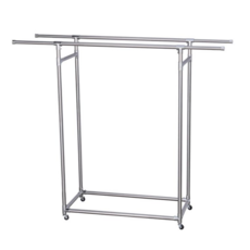 yuchern 大力士不鏽鋼雙桿掛衣架(長短伸縮功能)全金屬衣物收納架, silver