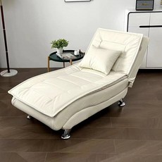 전동 소파베드 1인용 거실 리클라이너 각도조절 접이식 의자, 175x70cm, 베이지 가죽(전기) 멀티기어