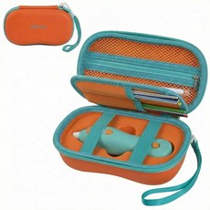 쓰리두들러 스타트+ 에센셜 (2024 2023)와 호환되는 케이스 필라멘트 리필 팩 및 USB 케이블용 4포켓 칸막이가 있는 3D 펜 세트 보관 정리함 아동용 아트 활동, 주황색