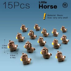 악기가챠 15Pcs 여우 토끼 코끼리 다람쥐 양 돼지 고양이 말 개구리 거북이 뱀 입상 미니어처 요정 정원 장식 액세서리, 15pcs Horse