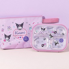 산리오 모노 스텐 식판도시락 가방 세트 쿠로미, 1개