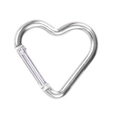 1PC 하트 모양의 알루미늄 CARABINER 키 체인 클립 야외 도구 물병 열쇠 고리, silvery