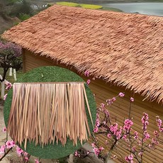 플라스틱 지붕 패널 50X50CM 설치하기 쉬운 인공 팔라파 해치 우산 커버 캡 헛바용 방수 네팅 탑 빨대 싱글 사이즈: 2개, 2pc