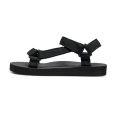 黑色織帶女士涼鞋，可調節舒適休閒涼鞋，夏季透氣防滑女鞋, 黑色, 24