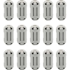 15Pcs 5mm 회색 클립온 페라이트 링 코어 RFI EMI 소음 억제기 간섭 방지 케이블 클립 전화 TV 스피커용 라디오 오디오 장비 비디오 전원 코드, 3.5mm