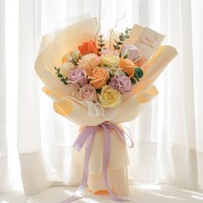 라솔트 파스텔 비누꽃다발+쇼핑백+LED전구, 레몬에이드, 1개