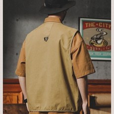 美式復古工裝馬甲男夏季薄款山系戶外露營夾克外套多口袋背心馬夾