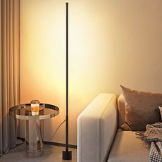 SULCATA LED 플로어 장스탠드 조명 리모컨 삼색 조절 거실 침실 겸용, 100cm, 블랙