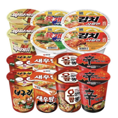 [맛슐랭] 소컵 신라면2+너구리2+새우탕2+오징어짬뽕2+육개장사발면2+김치사발면2+짜장범벅2 사무실 간식 비품 스낵 탕비실 아이들 도시락 컵라면, 1박스