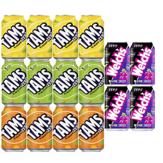 Zero低卡罐裝碳酸飲料組 Tams檸檬口味 4入+Tams蘋果奇異果口味 4入+Tams柳橙口味 4入+Welchs葡萄口味 4入, TOMS 3 種 4 種 + 韋爾奇零葡萄 4