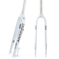 MOSSO山地自行車硬叉M5超輕鋁合金高強度越野前叉相容26/27.5/29吋, 1個, M5直管（鋁叉亮光白灰）