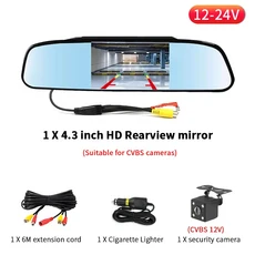 4.3인치 HD 후방 카메라 디스플레이 주차 보조 기능 범용 12V-24V CVBS 지원 RCA 인터페이스, 01 4.3in-HD-015E4