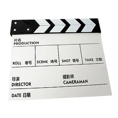 영화 감독 박수 보드 클래퍼 장면 슬레이트 컴팩트 사진 소품 스튜디오 필름, 01 Chinese White