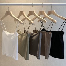 베이직 스퀘어 끈나시 크롭 민소매 이너 자켓이너 크롭탑