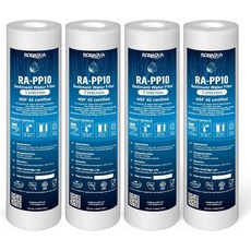 로나콰 1 마이크론 침전물 정수 필터 카트리지 10x2.5 NSF 인증 10인치 RO 유닛 및 전체 하우스 시스템용 4층 여과 컬리건 P5 AP110 WHKF-GD05 4팩과 호환