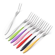 ROYAI ONE 304 스텐 티포크 예쁜 과일 포크 8종 세트, 1세트, 혼합색상