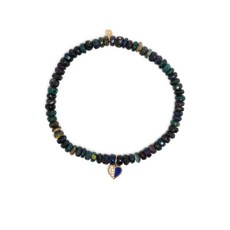 시드니에반 14K 옐로 골드 다이아몬드 참 비즈 브레이슬릿