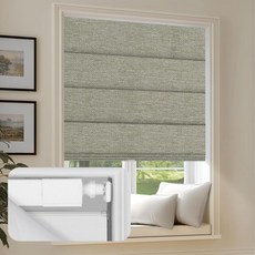 설루굿 노드릴 노툴 블랙아웃 로마 셰이드 실내 창문용 무선 로마 블라인드 열 차단 방음 방적 암막-카키 맞춤 사이즈