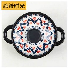 陶瓷砂鍋 雙耳湯鍋 燉鍋 燜鍋 明火電磁爐適用 乾燒不裂, 繽紛時光,1.5升-明火, 1個
