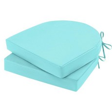 Topotdor 야외 의자 쿠션 2개 세트 43.2 x 40.6 5.1cm(17 16 2인치) 가구용 방수 파티오 쿠션 라운드 코너 시트 색상 견뢰도 패드 타이 포함 그, 19"x19"x3"(2 Pack-U Shaped), 청록색