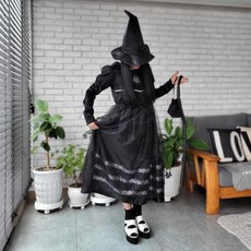 블랙 땡땡이 마녀 의상 코스튬