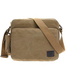 남성용 레트로 캔버스 숄더백 메신저 백 캐주얼 크로스 바디 백 아웃도어 스포츠 백 데일리 백 카키 미디엄