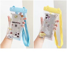 雙扣氣囊手機防水袋觸屏靈敏外賣溫泉手機殻遊泳漂流防水殻通用型 K8U3, 玉桂狗+布丁狗【2個裝/觸屏靈敏】, 1個