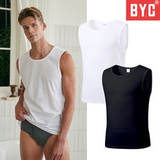 BYC 남자 탱크탑 2매 순면 100% 이너 스포츠 런닝나시