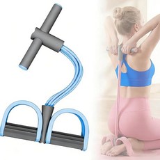 천연고무 6관 다기능 페달 저항밴드 손잡이형 / 복부 허리 팔 다리 운동 홈트레이닝 기구, 1개, 파란색