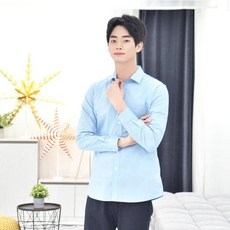 교복몰 (빅사이즈) 프리미엄 스판 남성 파랑셔츠 교복