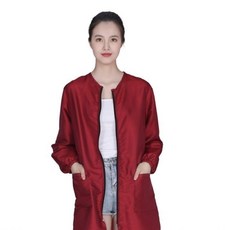 發廊美發工作服圍裙染發技師衣寵物防塵服, 酒紅色長袖款,M 建議80-120斤