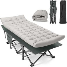 수텍 캠핑 침대 32인치 XXL 접이식 성인용 1200D 더블 레이어 옥스포드 홈 오피스 낮잠 해변 여행용 캐리어 가방 900파운드, Deluxe, Grey Cot & Grey Cushion