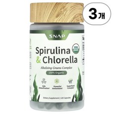 스냅 서플리먼트 스피루리나 앤 클로렐라 Snap Supplements Spirulina & Chlorella 120정, 3개