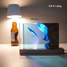 심해 탐험 LED 무드등 침실 수면등 탁상조명 감성 인테리어 장식 생일선물 소품 조명등, 직사각형 블루 웨일 잠수부