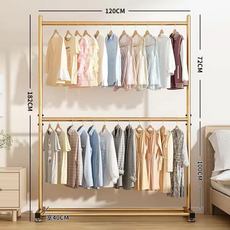 雙層衣架 150cm寬 182cm高, 高180長120金色
