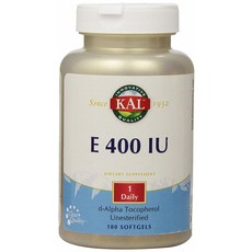 KAL 維生素E 400 IU D-Alpha生育酚軟膠囊, 180顆, 1罐