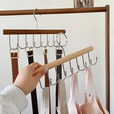 존글로벌 모자 걸이 회전 다용도 밸트 원목 후크, 연브라운, 2개