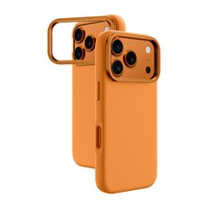 Mooke iPhone 17 Pro Nappa皮革支架保護殼-橘色，頂級皮革觸感，解放雙手支架設計，精準孔位完美貼合