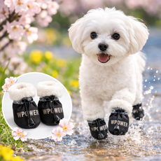 [재고 정리 세일]강아지 봄 신발 털 안감 소프트 바닥 미끄럼방지 외출용 발보호 반려견 신발, 1개, 블랙