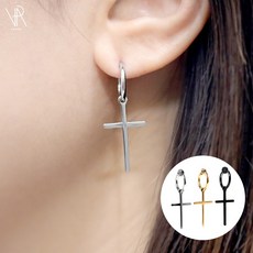 VARAM 써지컬 십자가 드롭 귀않뚫는 스프링 귀찌