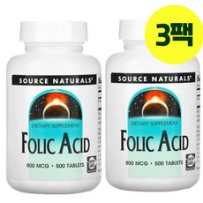 [2+1] 엽산 800mcg 500정 3팩 임산부 임신준비 남자엽산 소스내추럴스, 1개