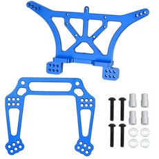 알루미늄 합금 전면 및 후면 쇼크 타워 업그레이드 부품 Traxxas Slash 2wd Rustler Bandit 스탬피드와 호환 3638 3639 교체 (블루), 블루, 1개