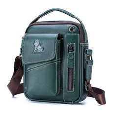 牛皮男士小挎包 頭層牛皮單肩斜跨包 時尚運動MINI小包 耐用手提包 經典百搭男包 父親節禮物, 海藍色