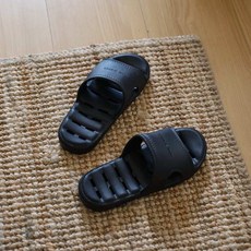 居居宅の超排水浴室洞洞拖鞋 超彈力舒壓 防水止滑厚底柔軟靜音舒適, 黑色,40-41 (25-25.5cm), 1個