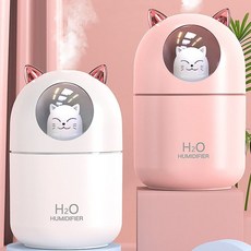 야옹이가습기 USB 미니 무드등 고양이 가습기, 고양이가습기-핑크