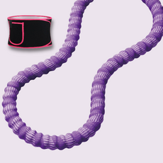 天天GO 軟式呼拉圈 爆汗腰帶 靜音設計 織帶彈簧 1.5公斤 核心訓練 收腹健身圈, 軟式呼拉圈【彩紫】+爆汗腰帶, 1個, 1.5kg