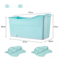접이식 간이욕조 나홀로사우나 대형 목욕통 간이, 확대형 성인 아동 겸용 민트그린 2개 포함, 1개